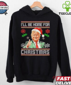 Official I’ll Be Home For Christmas Funny Trump 2024 Ugly Xmas T Shirt