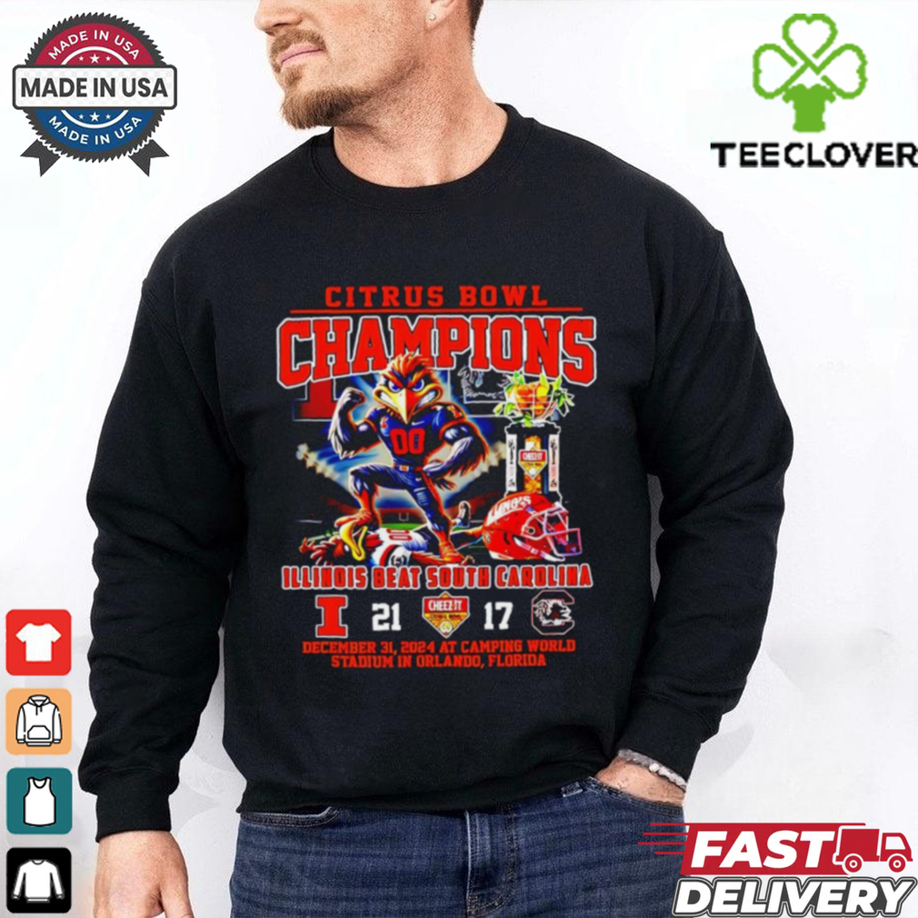 Official Illinois Fighting Illini Beat South Carolina Citrus Bowl Champions mascot Best Selling shirt Official Illinois Fighting Illini Beat South Carolina Citrus Bowl Champions mascot Best Selling shirt