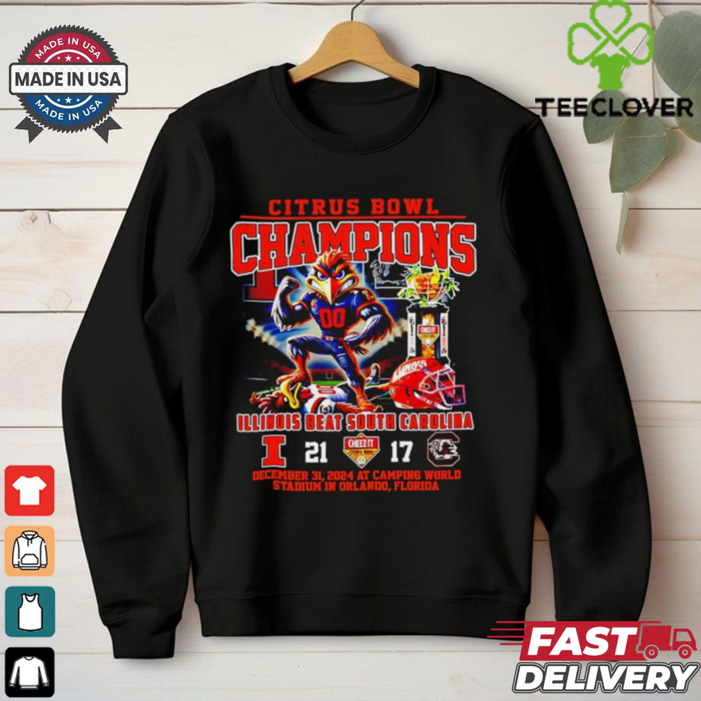 Official Illinois Fighting Illini Beat South Carolina Citrus Bowl Champions mascot Best Selling shirt Official Illinois Fighting Illini Beat South Carolina Citrus Bowl Champions mascot Best Selling shirt