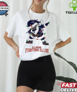 Official Illinois Fighting Illini Dabbing Santa Claus Ugly Christmas Light shirt