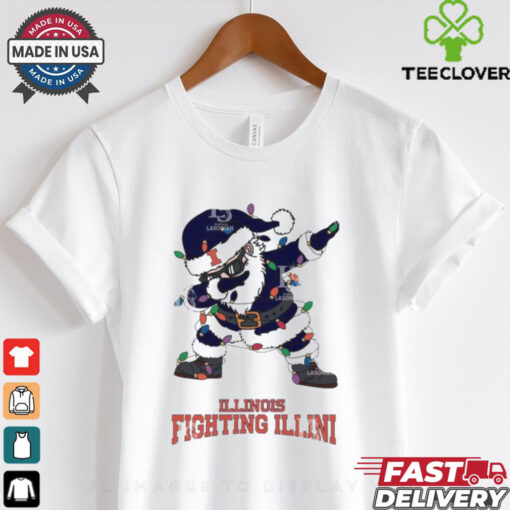 Official Illinois Fighting Illini Dabbing Santa Claus Ugly Christmas Light shirt