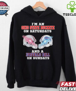 Official I’m A Ohio State Buckeye On Saturdays And A Buffalo Bills On Sundays Shirt 2 Official I’m A Ohio State Buckeye On Saturdays And A Buffalo Bills On Sundays Shirt