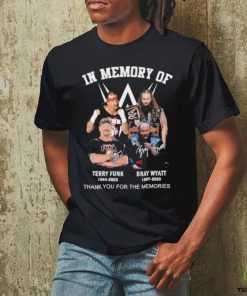 Official In Memory of Terry Funk Bray Wyatt thank You for the memories signatures shirt