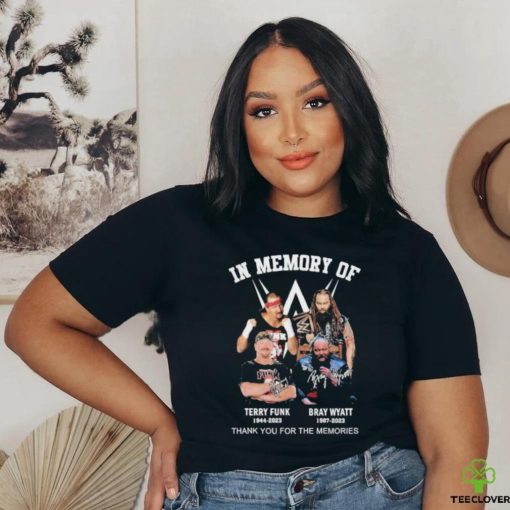 Official In Memory of Terry Funk Bray Wyatt thank You for the memories signatures shirt