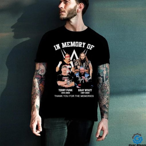 Official In Memory of Terry Funk Bray Wyatt thank You for the memories signatures shirt
