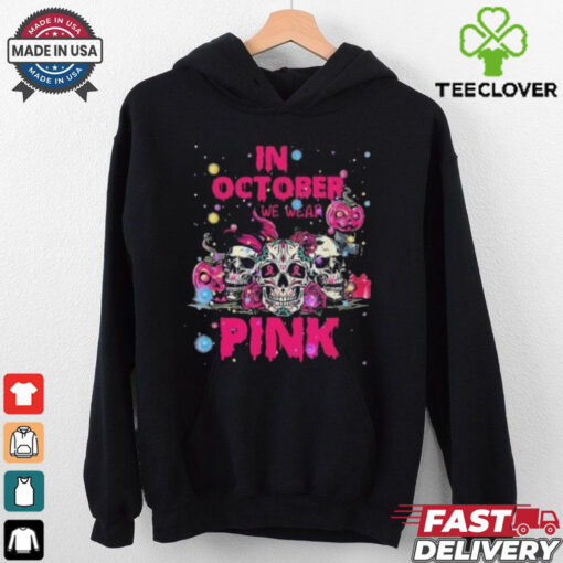 Official In October We Wear Pink Skull Breast Cancer 2024 T shirt