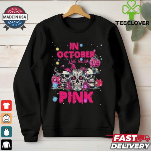 Official In October We Wear Pink Skull Breast Cancer 2024 T shirt