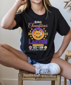 Official In Season Tournament Champions 2023 Los Angeles Lakers 123 109 Indiana Pacers Sat Dec 09 2023 T Mobile Arena T Shirt