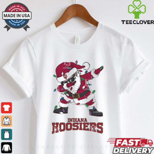 Official Indiana Hoosiers Dabbing Santa Claus Ugly Christmas Light shirt