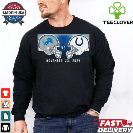 Official Indianapolis Colts vs. Detroit Lions November 23, 2024 Kickoff Game Helmet Shirt