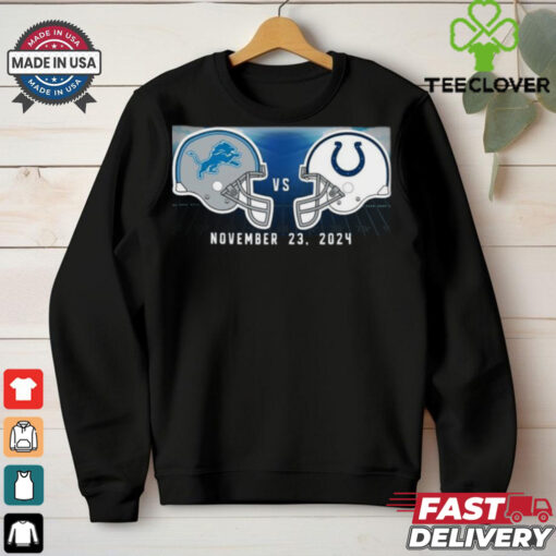 Official Indianapolis Colts vs. Detroit Lions November 23, 2024 Kickoff Game Helmet Shirt