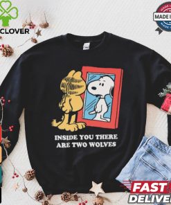 Official Inside You There Are Two Wolves Snoopy And Garfield Cat 2024 T shirt