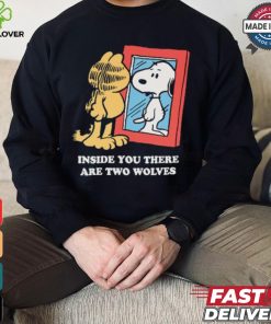 Official Inside You There Are Two Wolves Snoopy And Garfield Cat 2024 T shirt