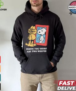 Official Inside You There Are Two Wolves Snoopy And Garfield Cat 2024 T shirt