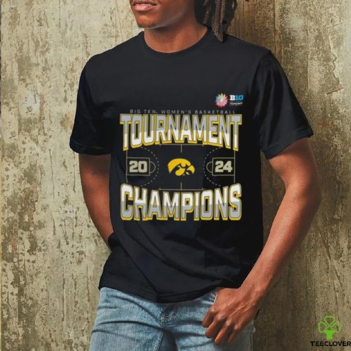 Official Iowa Hawkeyes 2024 Big Ten Women’s Basketball Conference Tournament Champions Three Pointer T Shirt