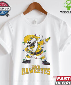 Official Iowa Hawkeyes Dabbing Santa Claus Ugly Christmas Light shirt