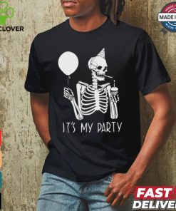 Official Its My Party Lazy Halloween Costume Skeleton Skull Birthday Shirt