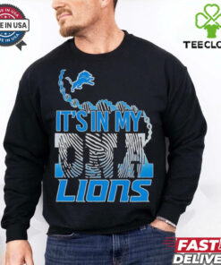 The **Official It’s in My DNA Lions Fingerprint Shirt** features a unique design with a fingerprint pattern incorporating the Detroit Lions logo, symbolizing deep-rooted team pride. A perfect shirt for fans to show their unwavering loyalty and connection to the Lions!
