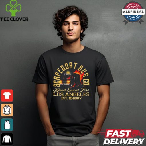 Official Jack Perry Scapegoat Bus Co. Blood Sweat Fire Los Angeles t shirt