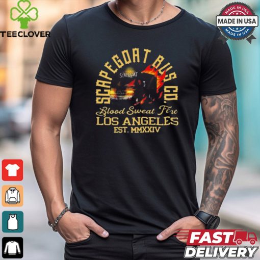 Official Jack Perry Scapegoat Bus Co. Blood Sweat Fire Los Angeles t shirt