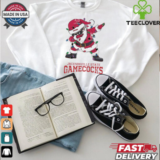 Official Jacksonville State Gamecocks Dabbing Santa Claus Ugly Christmas Light shirt