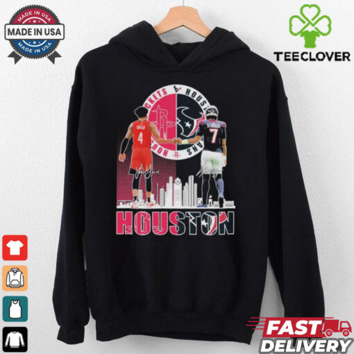 Official Jalen Green C. J. Stroud Houston Rockets Houston Texans Skyline Signature T shirts