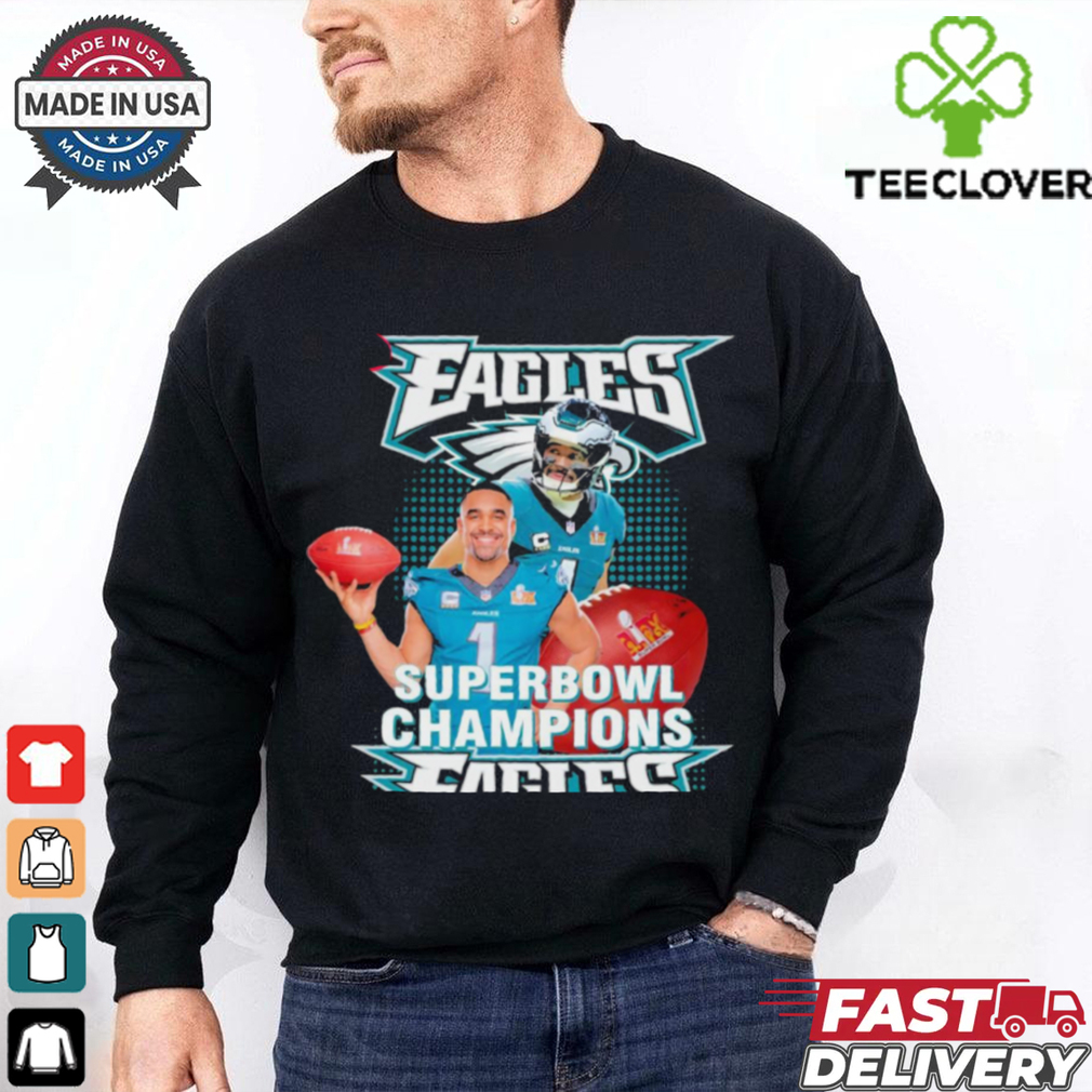 Official Jalen Hurts Philadelphia Eagles Lix Super Bowl Champions T Shirt Official Jalen Hurts Philadelphia Eagles Lix Super Bowl Champions T Shirt