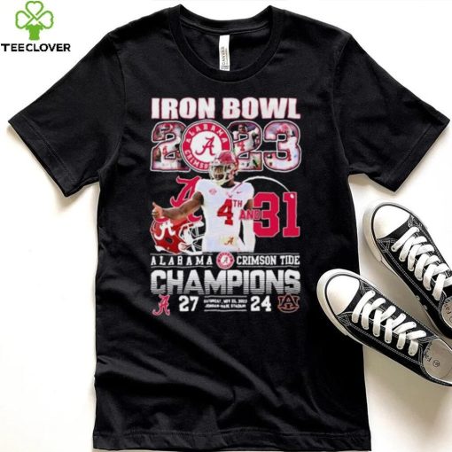 Official Jalen Milroe Iron Bowl 2023 4th And 31 Alabama Crimson Tide Champions Shirt