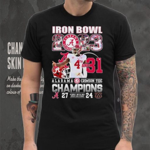 Official Jalen Milroe Iron Bowl 2023 4th And 31 Alabama Crimson Tide Champions Shirt