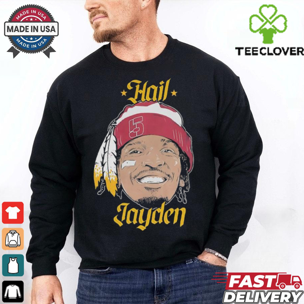Official Jayden Daniels Hail Jayden Washington Commanders Redskins Feather Smiley T shirts Official Jayden Daniels Hail Jayden Washington Commanders Redskins Feather Smiley T shirts