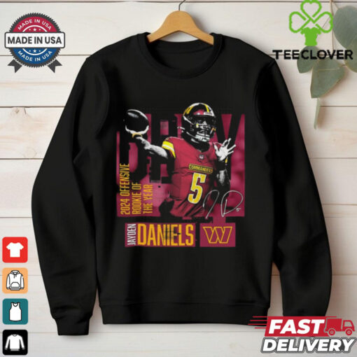 Official Jayden Daniels Washington Commanders 2024 NFL Offensive Rookie of the Year Signature Graphic t shirt