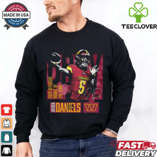 Official Jayden Daniels Washington Commanders 2024 NFL Offensive Rookie of the Year Signature Graphic t shirt