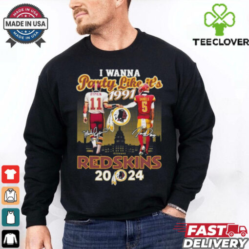 Official Jayden Daniels X Mark Rypien Washington Commanders I Wanna Party Like It’s 1991 Redskins 2024 Skyline Signatures T shirts