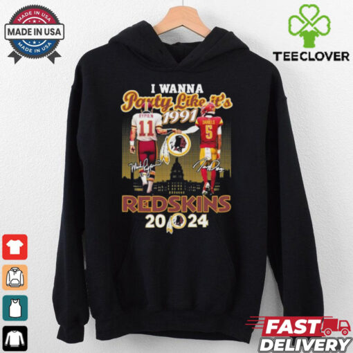 Official Jayden Daniels X Mark Rypien Washington Commanders I Wanna Party Like It’s 1991 Redskins 2024 Skyline Signatures T shirts