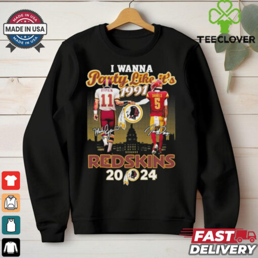 Official Jayden Daniels X Mark Rypien Washington Commanders I Wanna Party Like It’s 1991 Redskins 2024 Skyline Signatures T shirts