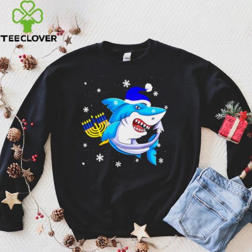 Official Jewish Shark Menorah Christmas Shirt hoodie, sweater hoodie, sweater, longsleeve, shirt v-neck, t-shirt
