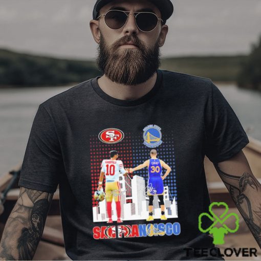 Official Jimmy Garoppolo And Stephen Curry San Francisco City Skyline Signatures Shirt