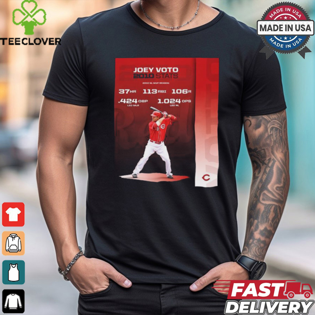 Official Joey Votto 2010 Stats 2010 NL MVP Season 37 HR 113 RBI 106 R .424 OBP 1.024 OPS shirt Official Joey Votto 2010 Stats 2010 NL MVP Season 37 HR 113 RBI 106 R .424 OBP 1.024 OPS shirt