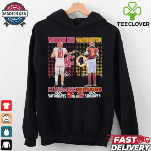 Official John Mateer Washington State Cougars On Saturdays X Jayden Daniel Washington Redskin On Sundays Shirt