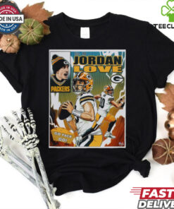 Official Jordan Love Green Bay Packers NFL Go Pack Go Art by Brian Kong Poster t shirt