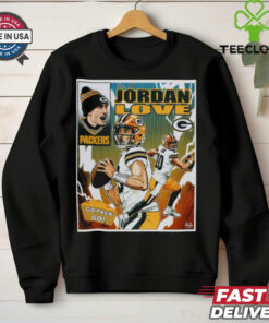 Official Jordan Love Green Bay Packers NFL Go Pack Go Art by Brian Kong Poster t shirt