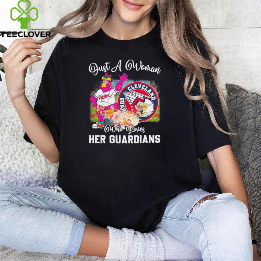 Official Just A Woman Who Loves Her Cleveland Guardians Mascot Shirt Official Just A Woman Who Loves Her Cleveland Guardians Mascot Shirt