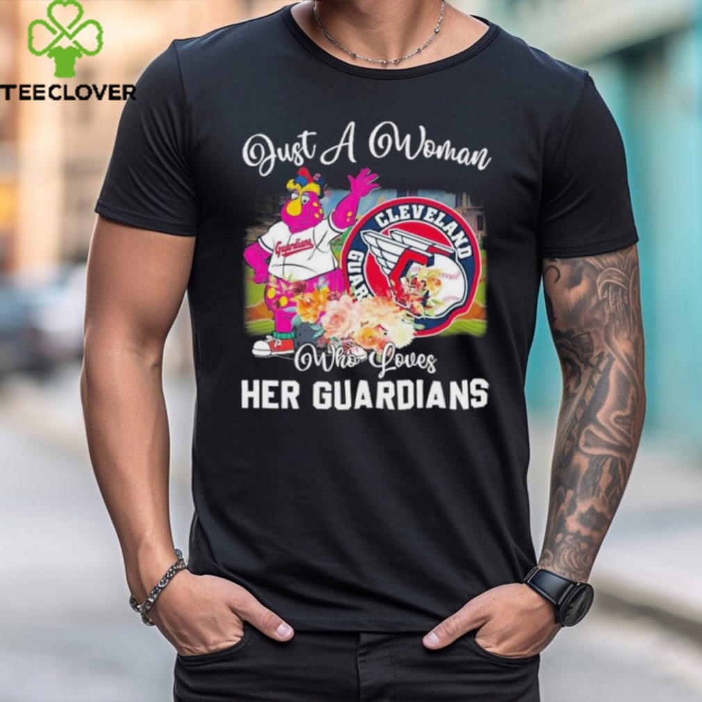 Official Just A Woman Who Loves Her Cleveland Guardians Mascot Shirt Official Just A Woman Who Loves Her Cleveland Guardians Mascot Shirt
