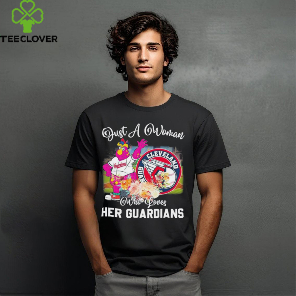 Official Just A Woman Who Loves Her Cleveland Guardians Mascot Shirt Official Just A Woman Who Loves Her Cleveland Guardians Mascot Shirt