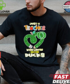 Official Just a Teacher who love Oregon Ducks heart t shirt