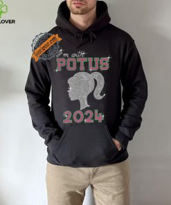 Official Kamala Harris I’m With Potus 2024 Green And Pink Rhinestone Madam President T shirt