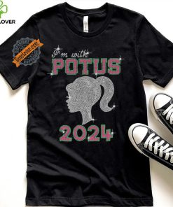 Official Kamala Harris I’m With Potus 2024 Green And Pink Rhinestone Madam President T shirt
