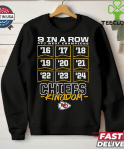 Official Kansas City Chiefs 2024 Nine Straight 9 In A Row AFC West Champions Kingdom t shirt