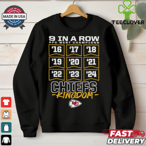 Official Kansas City Chiefs 2024 Nine Straight 9 In A Row AFC West Champions Kingdom t shirt