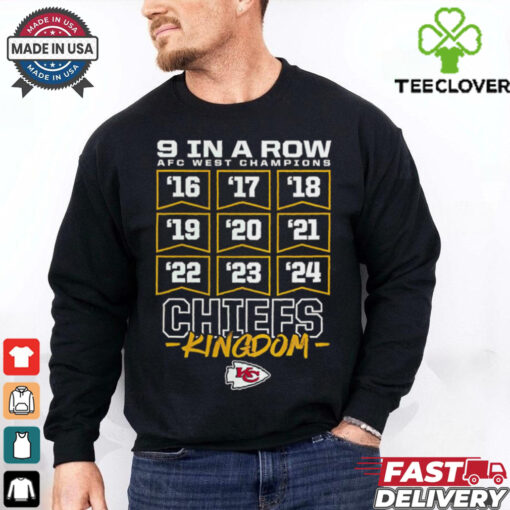 Official Kansas City Chiefs 2024 Nine Straight 9 In A Row AFC West Champions Kingdom t shirt